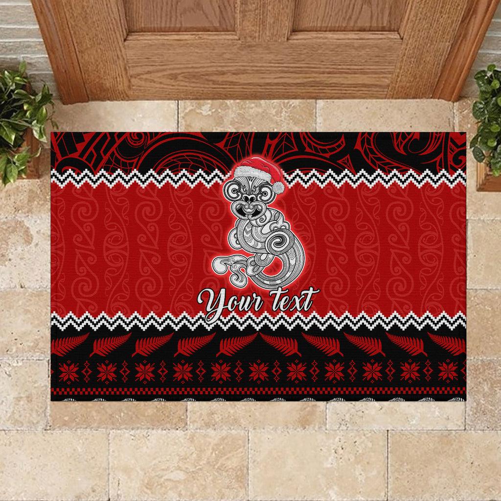 personalised-new-zealand-christmas-rubber-doormat-maori-tiki-meri-kirihimete