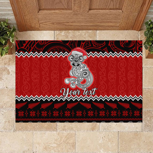 personalised-new-zealand-christmas-rubber-doormat-maori-tiki-meri-kirihimete