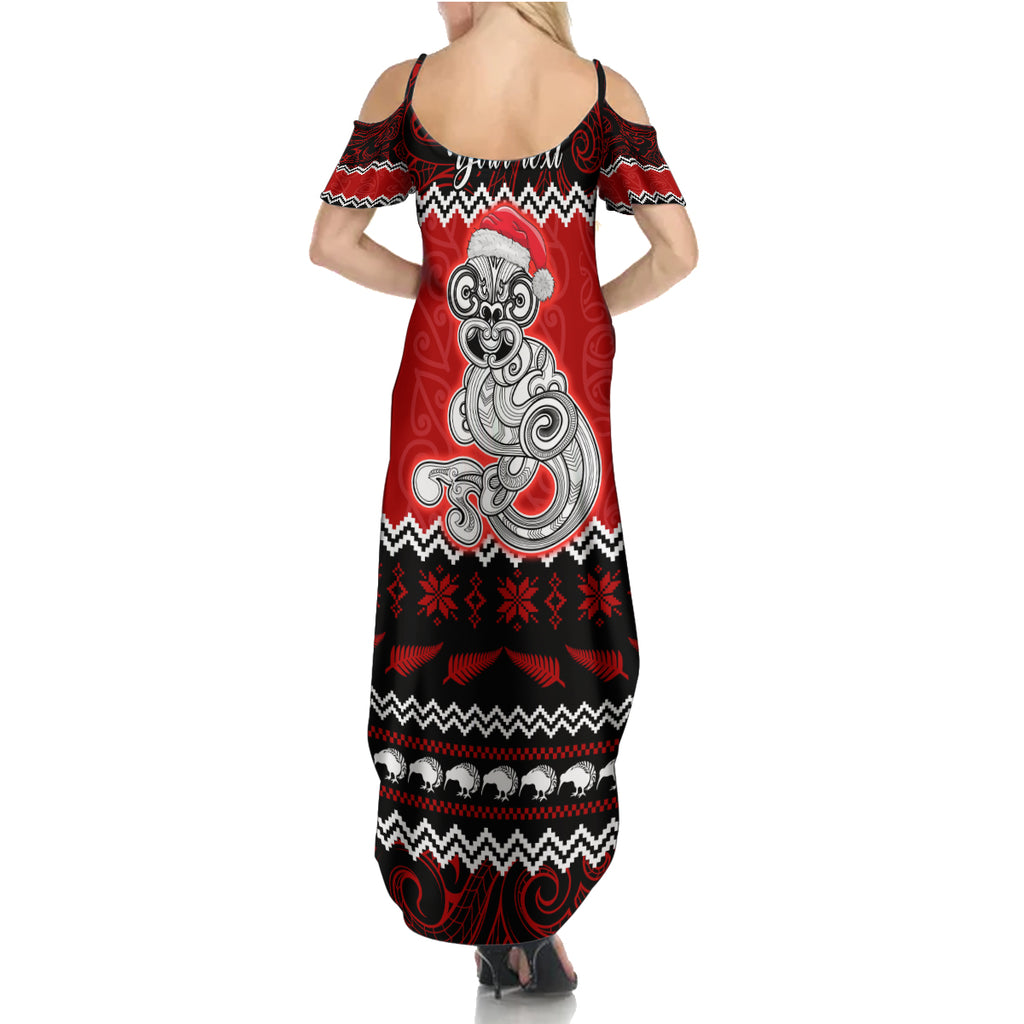 personalised-new-zealand-christmas-summer-maxi-dress-maori-tiki-meri-kirihimete
