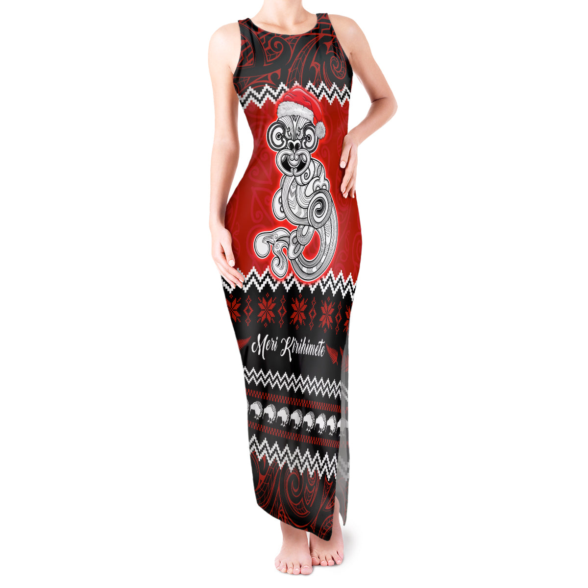 personalised-new-zealand-christmas-tank-maxi-dress-maori-tiki-meri-kirihimete