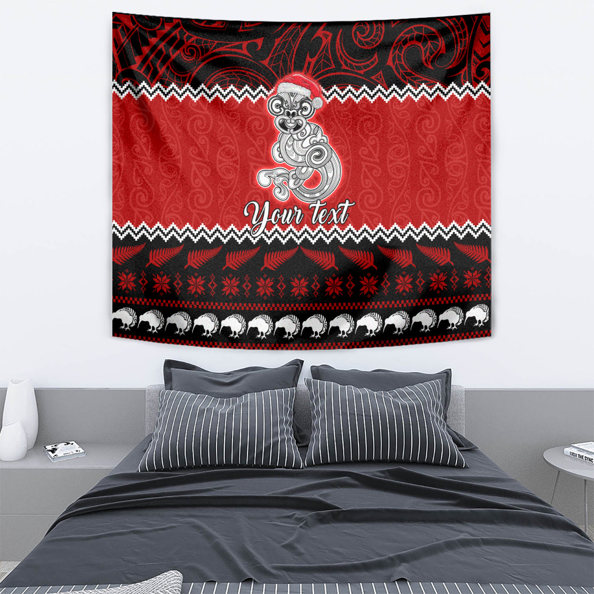 personalised-new-zealand-christmas-tapestry-maori-tiki-meri-kirihimete