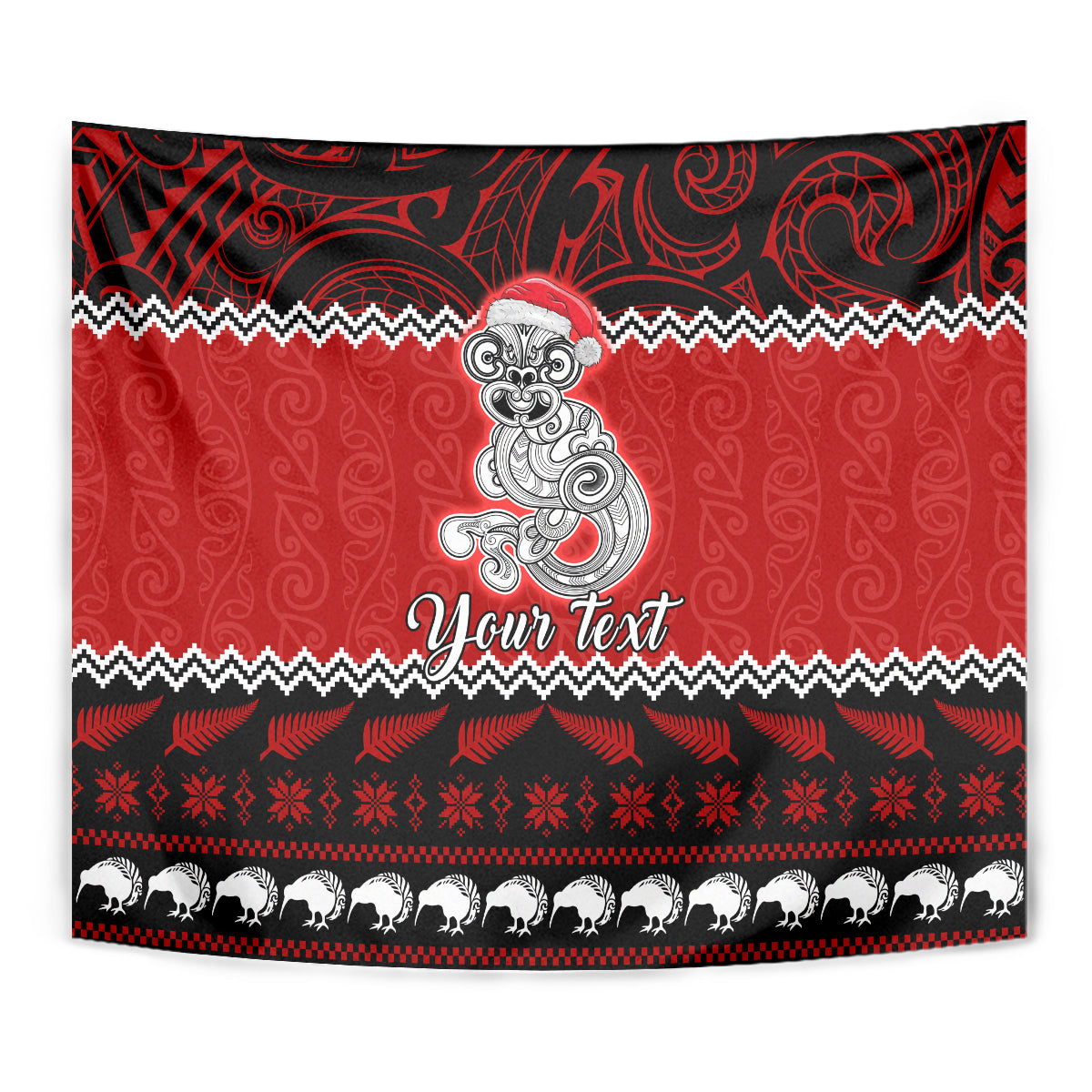personalised-new-zealand-christmas-tapestry-maori-tiki-meri-kirihimete