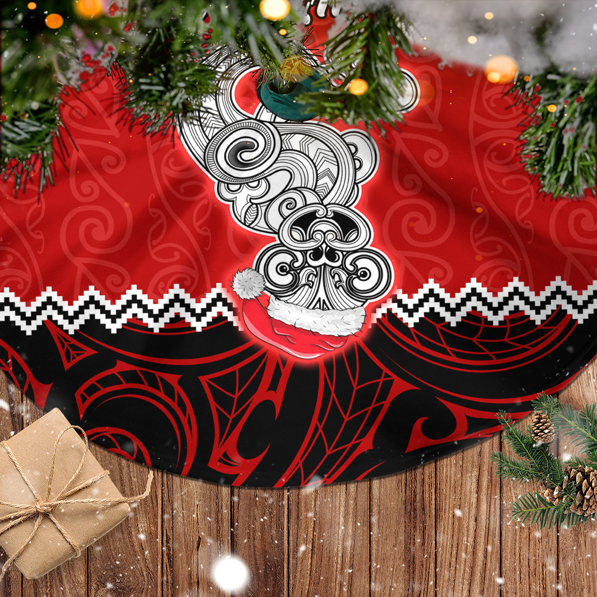 personalised-new-zealand-christmas-tree-skirt-maori-tiki-meri-kirihimete
