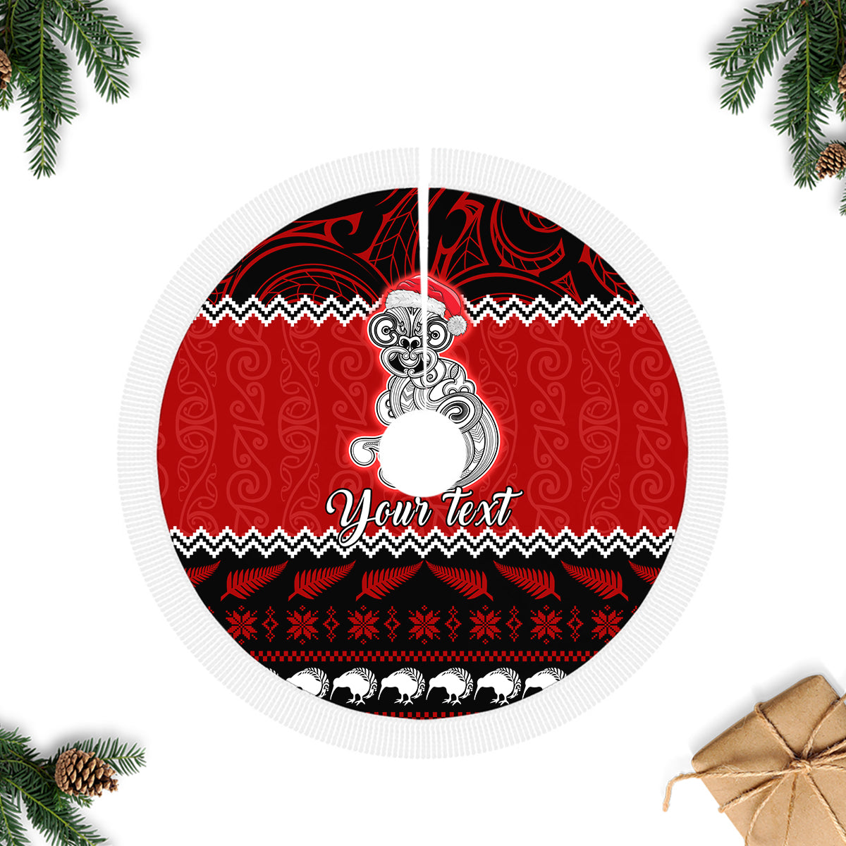 personalised-new-zealand-christmas-tree-skirt-maori-tiki-meri-kirihimete