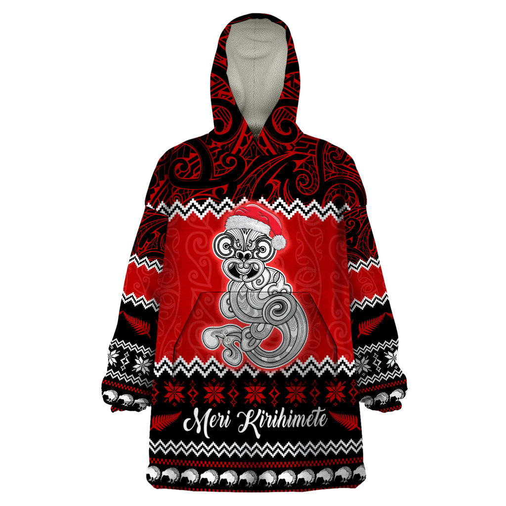 personalised-new-zealand-christmas-wearable-blanket-hoodie-maori-tiki-meri-kirihimete