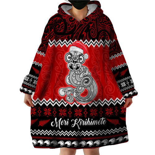 personalised-new-zealand-christmas-wearable-blanket-hoodie-maori-tiki-meri-kirihimete