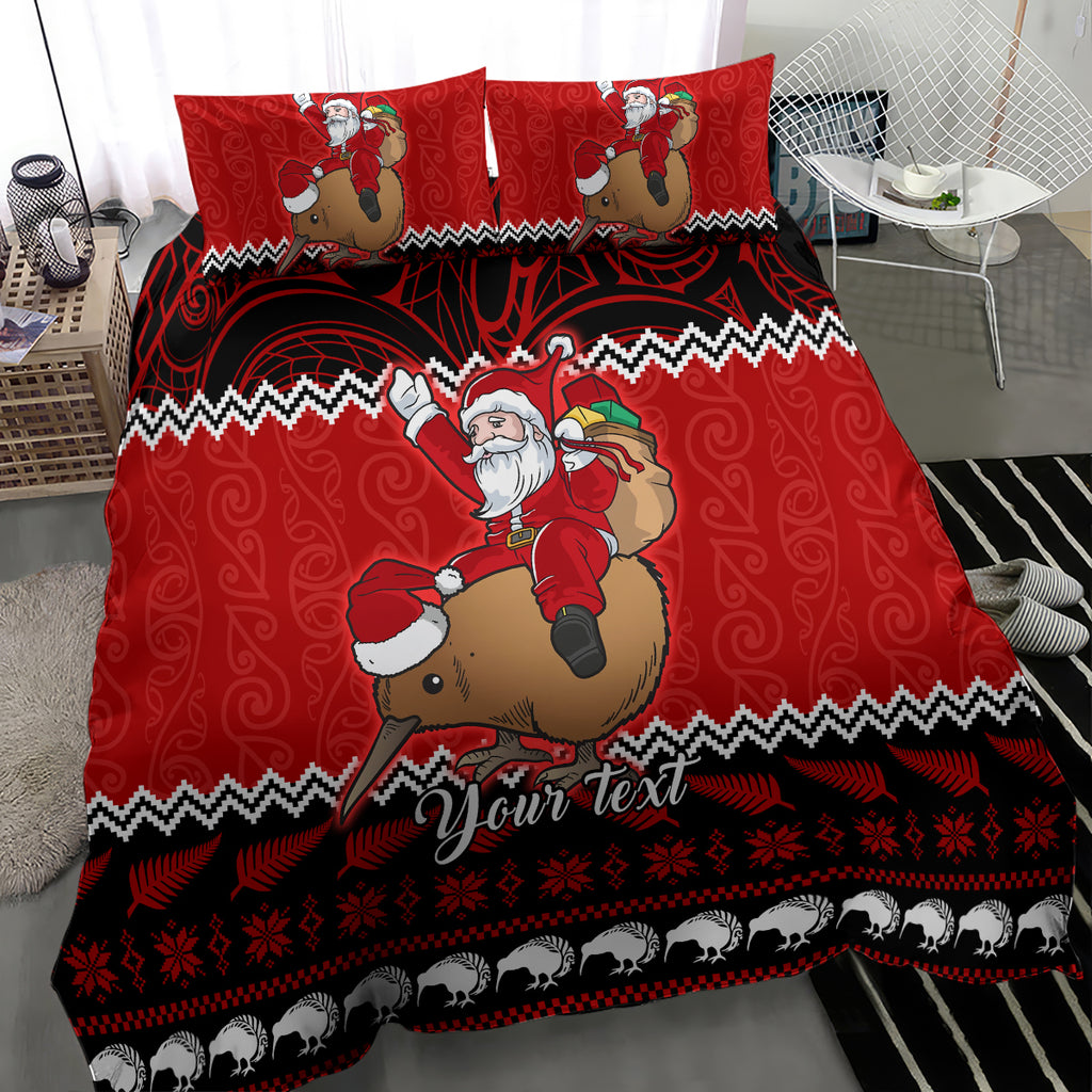 personalised-new-zealand-christmas-bedding-set-kiwi-santa-claus-maori-meri-kirihimete