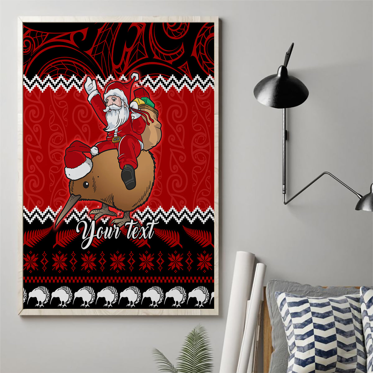personalised-new-zealand-christmas-canvas-wall-art-kiwi-santa-claus-maori-meri-kirihimete