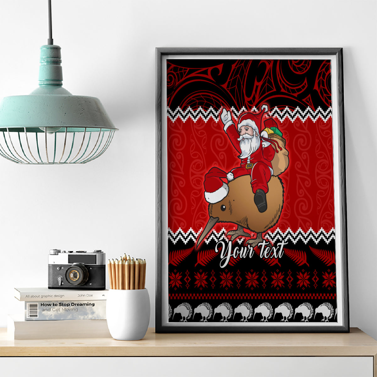 personalised-new-zealand-christmas-canvas-wall-art-kiwi-santa-claus-maori-meri-kirihimete