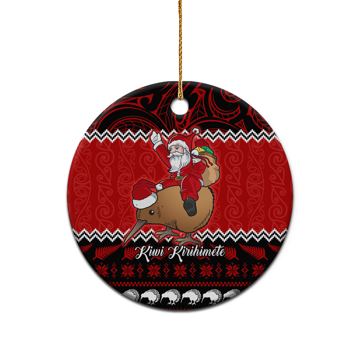 personalised-new-zealand-christmas-ceramic-ornament-kiwi-santa-claus-maori-meri-kirihimete