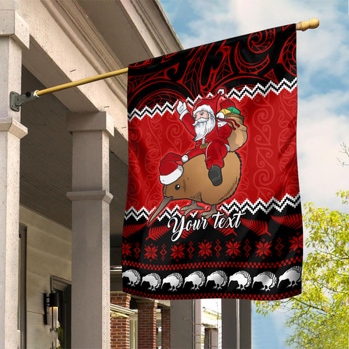 personalised-new-zealand-christmas-garden-flag-kiwi-santa-claus-maori-meri-kirihimete