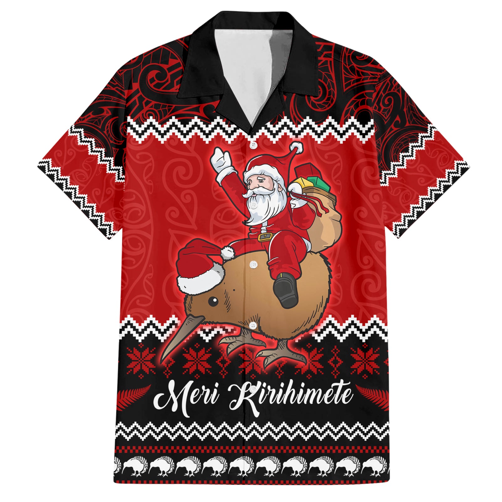 personalised-new-zealand-christmas-hawaiian-shirt-kiwi-santa-claus-maori-meri-kirihimete