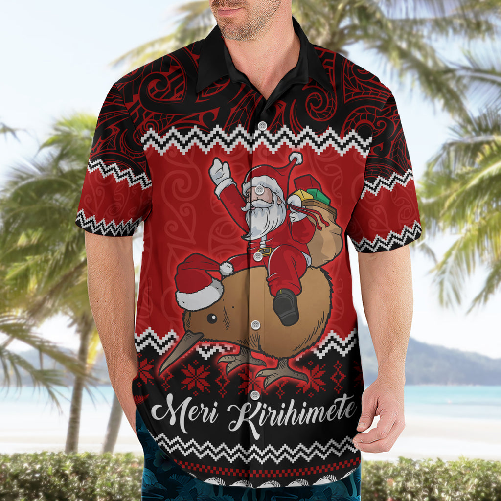 personalised-new-zealand-christmas-hawaiian-shirt-kiwi-santa-claus-maori-meri-kirihimete