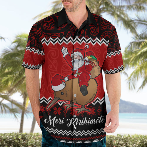 personalised-new-zealand-christmas-hawaiian-shirt-kiwi-santa-claus-maori-meri-kirihimete
