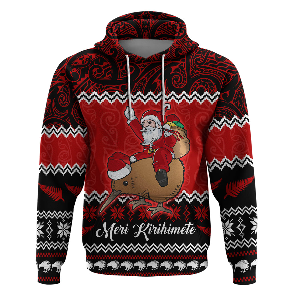 personalised-new-zealand-christmas-hoodie-kiwi-santa-claus-maori-meri-kirihimete