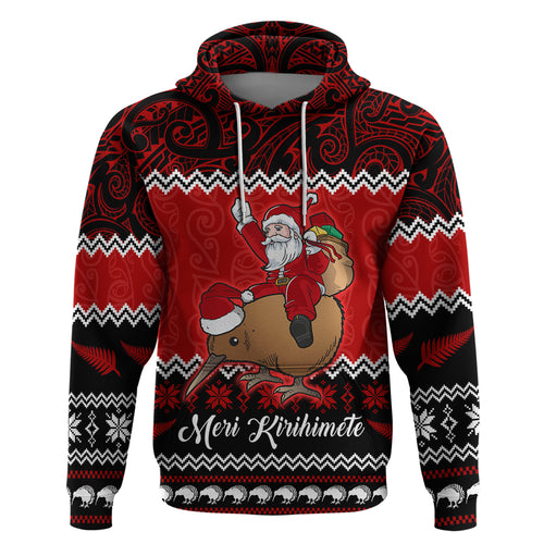 personalised-new-zealand-christmas-hoodie-kiwi-santa-claus-maori-meri-kirihimete