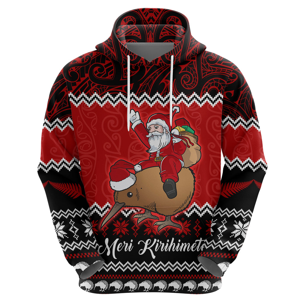 personalised-new-zealand-christmas-hoodie-kiwi-santa-claus-maori-meri-kirihimete
