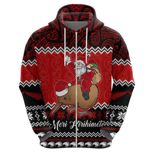 personalised-new-zealand-christmas-hoodie-kiwi-santa-claus-maori-meri-kirihimete