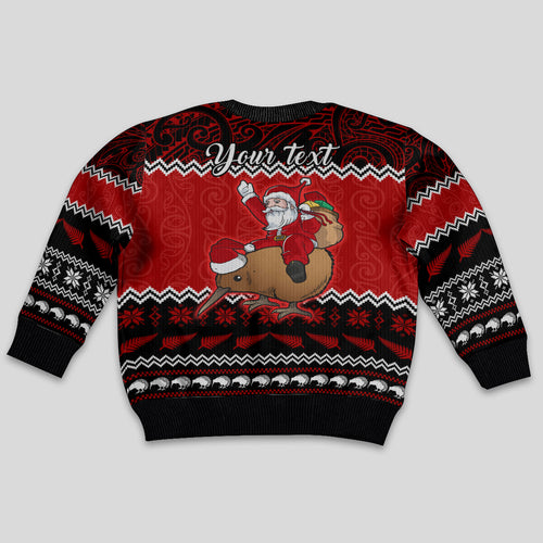 personalised-new-zealand-christmas-kid-ugly-christmas-sweater-kiwi-santa-claus-maori-meri-kirihimete