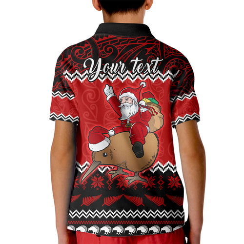 personalised-new-zealand-christmas-kid-polo-shirt-kiwi-santa-claus-maori-meri-kirihimete