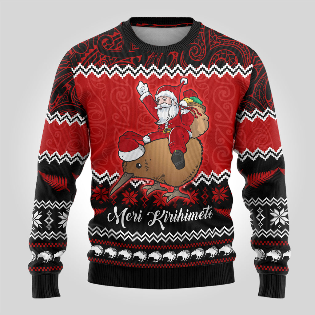 personalised-new-zealand-christmas-ugly-christmas-sweater-kiwi-santa-claus-maori-meri-kirihimete