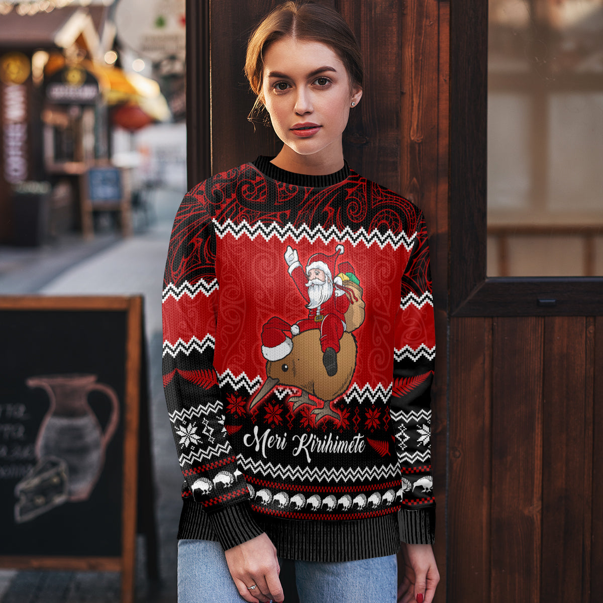 personalised-new-zealand-christmas-ugly-christmas-sweater-kiwi-santa-claus-maori-meri-kirihimete