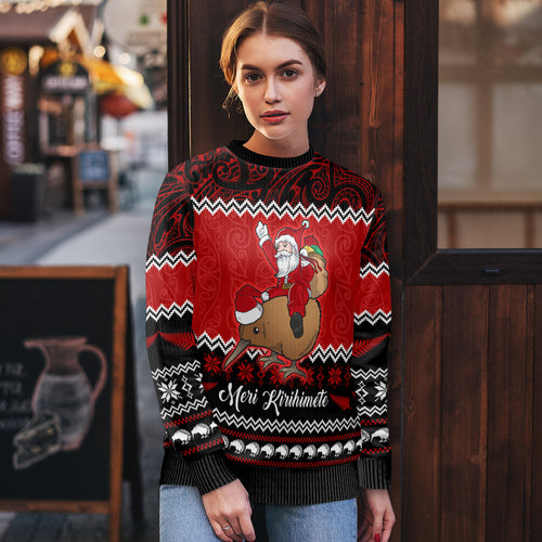 personalised-new-zealand-christmas-ugly-christmas-sweater-kiwi-santa-claus-maori-meri-kirihimete