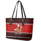 personalised-new-zealand-christmas-leather-tote-bag-kiwi-santa-claus-maori-meri-kirihimete