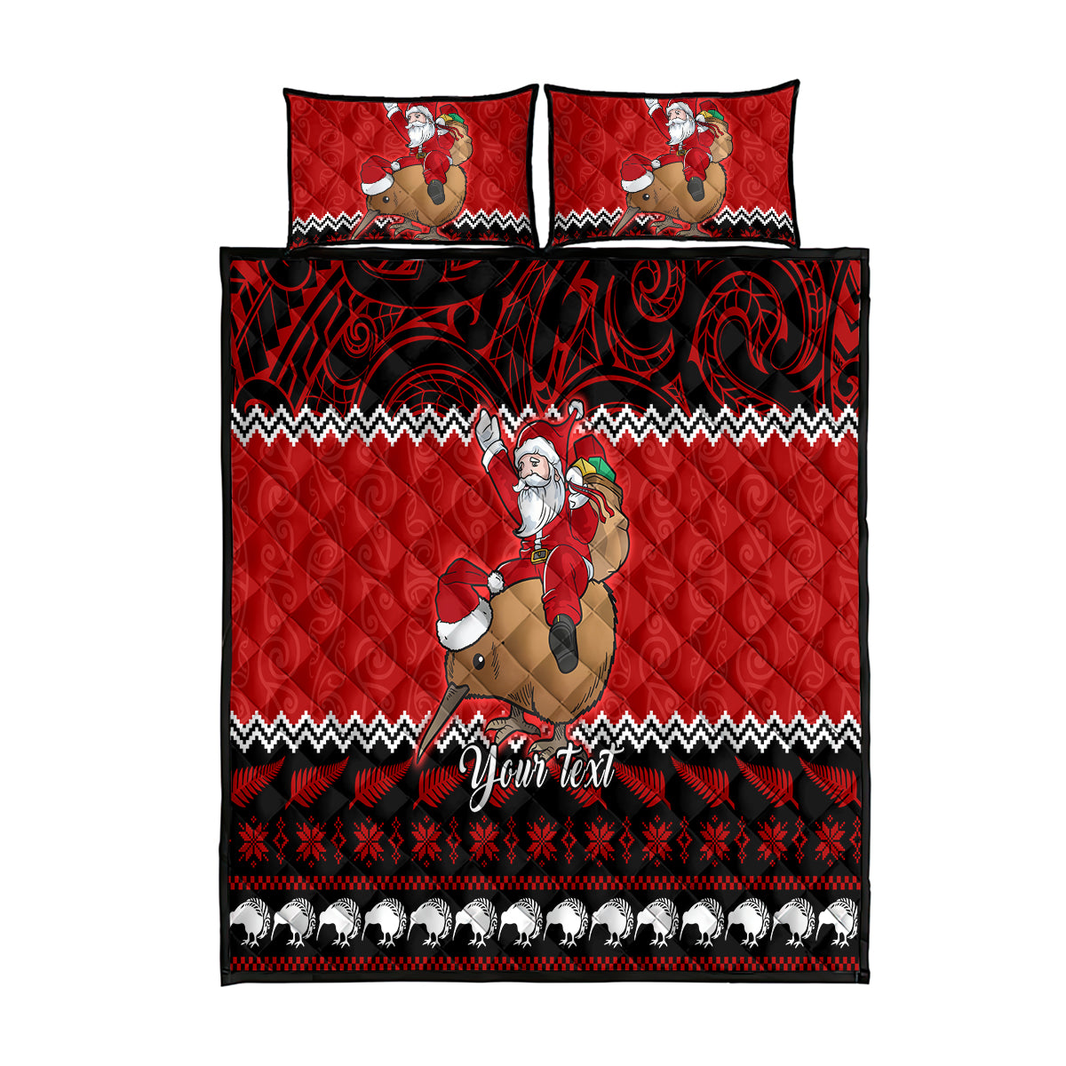 personalised-new-zealand-christmas-quilt-bed-set-kiwi-santa-claus-maori-meri-kirihimete