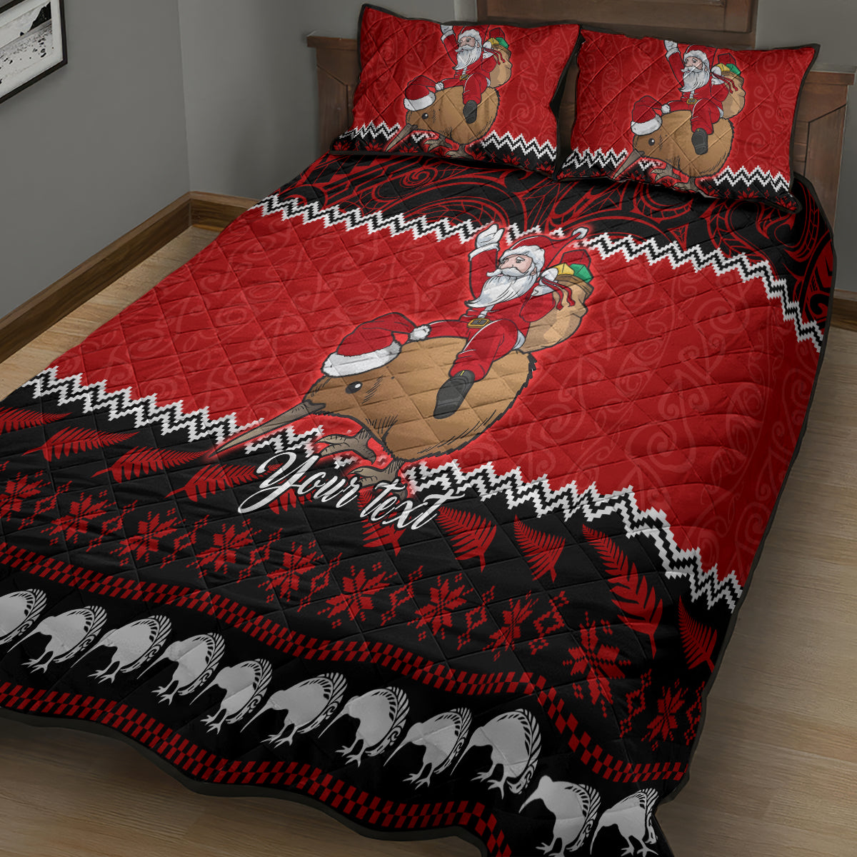 personalised-new-zealand-christmas-quilt-bed-set-kiwi-santa-claus-maori-meri-kirihimete