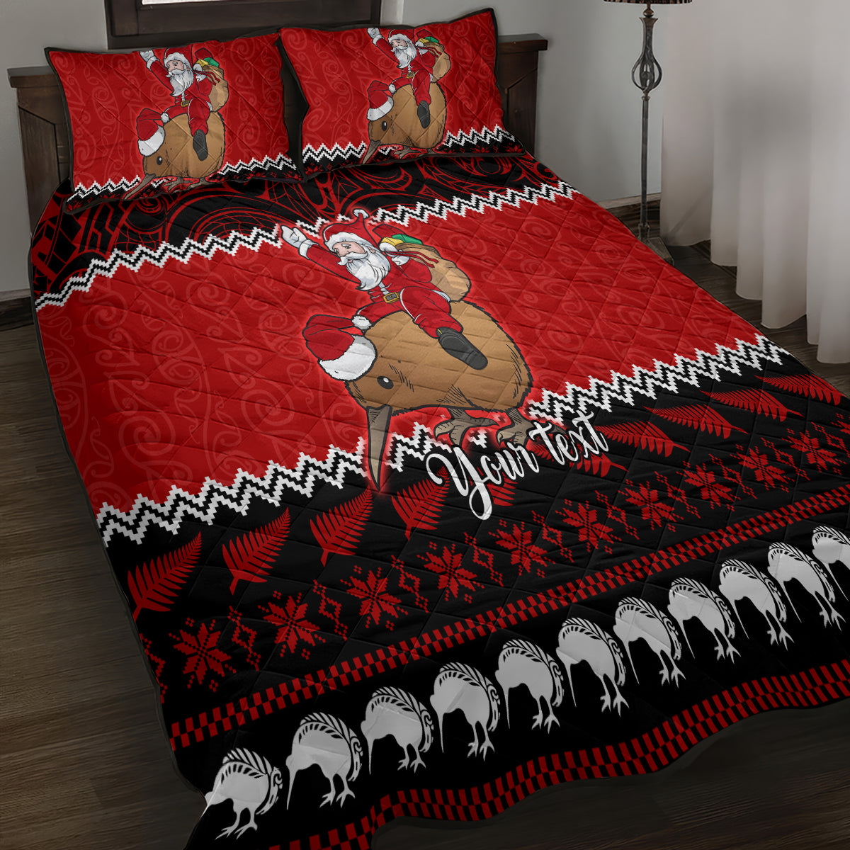 personalised-new-zealand-christmas-quilt-bed-set-kiwi-santa-claus-maori-meri-kirihimete