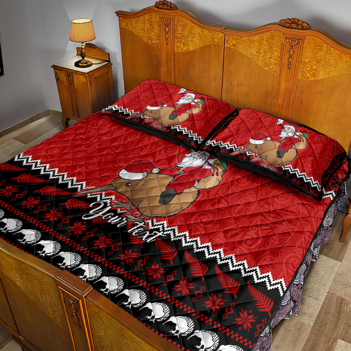 personalised-new-zealand-christmas-quilt-bed-set-kiwi-santa-claus-maori-meri-kirihimete