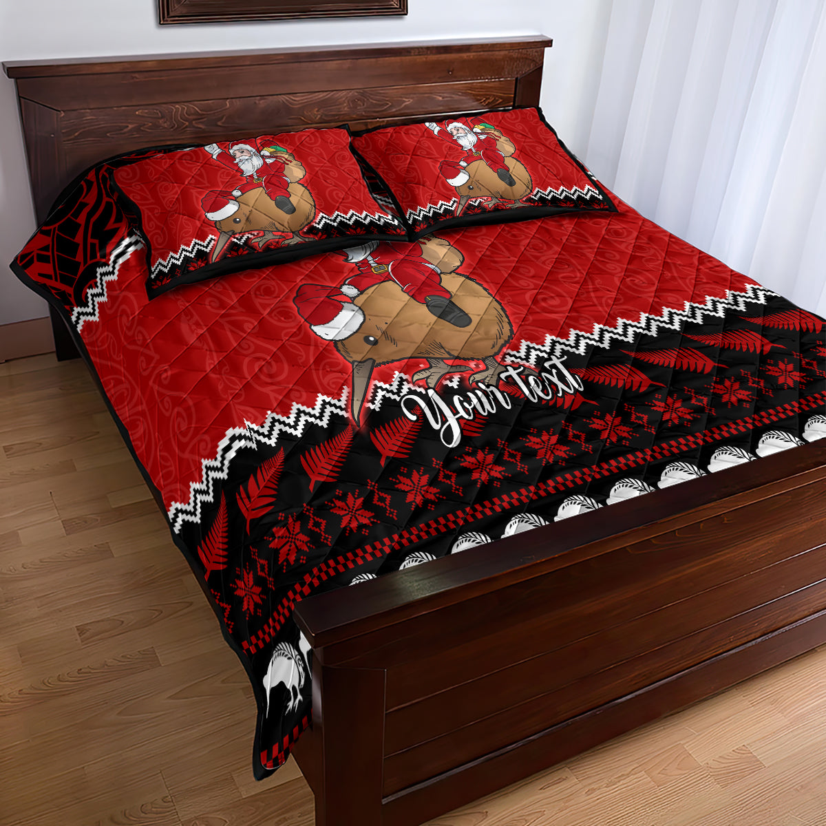 personalised-new-zealand-christmas-quilt-bed-set-kiwi-santa-claus-maori-meri-kirihimete