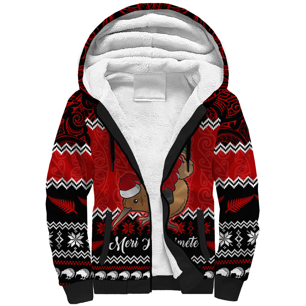 personalised-new-zealand-christmas-sherpa-hoodie-kiwi-santa-claus-maori-meri-kirihimete