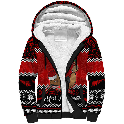 personalised-new-zealand-christmas-sherpa-hoodie-kiwi-santa-claus-maori-meri-kirihimete