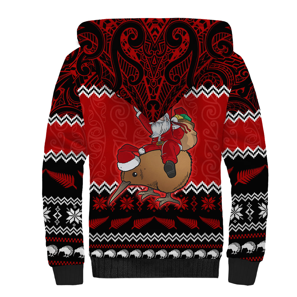 personalised-new-zealand-christmas-sherpa-hoodie-kiwi-santa-claus-maori-meri-kirihimete