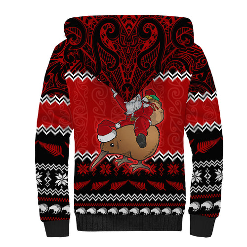 personalised-new-zealand-christmas-sherpa-hoodie-kiwi-santa-claus-maori-meri-kirihimete