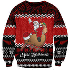 personalised-new-zealand-christmas-sweatshirt-kiwi-santa-claus-maori-meri-kirihimete
