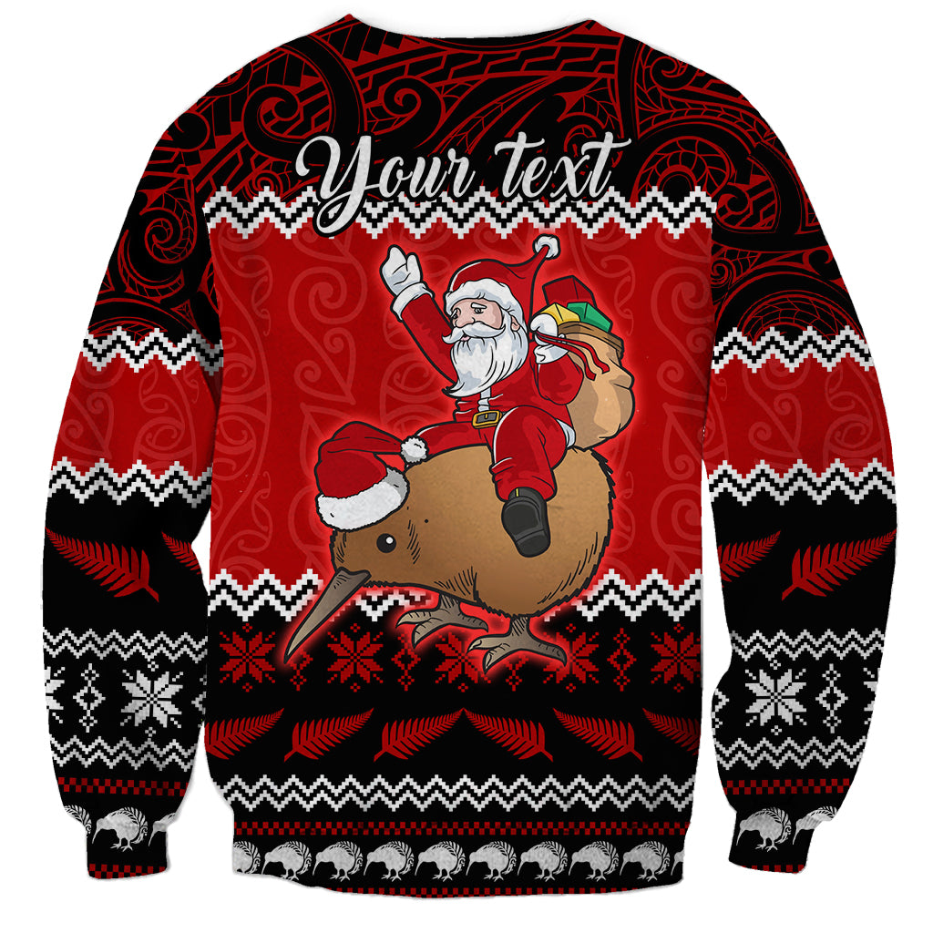 personalised-new-zealand-christmas-sweatshirt-kiwi-santa-claus-maori-meri-kirihimete