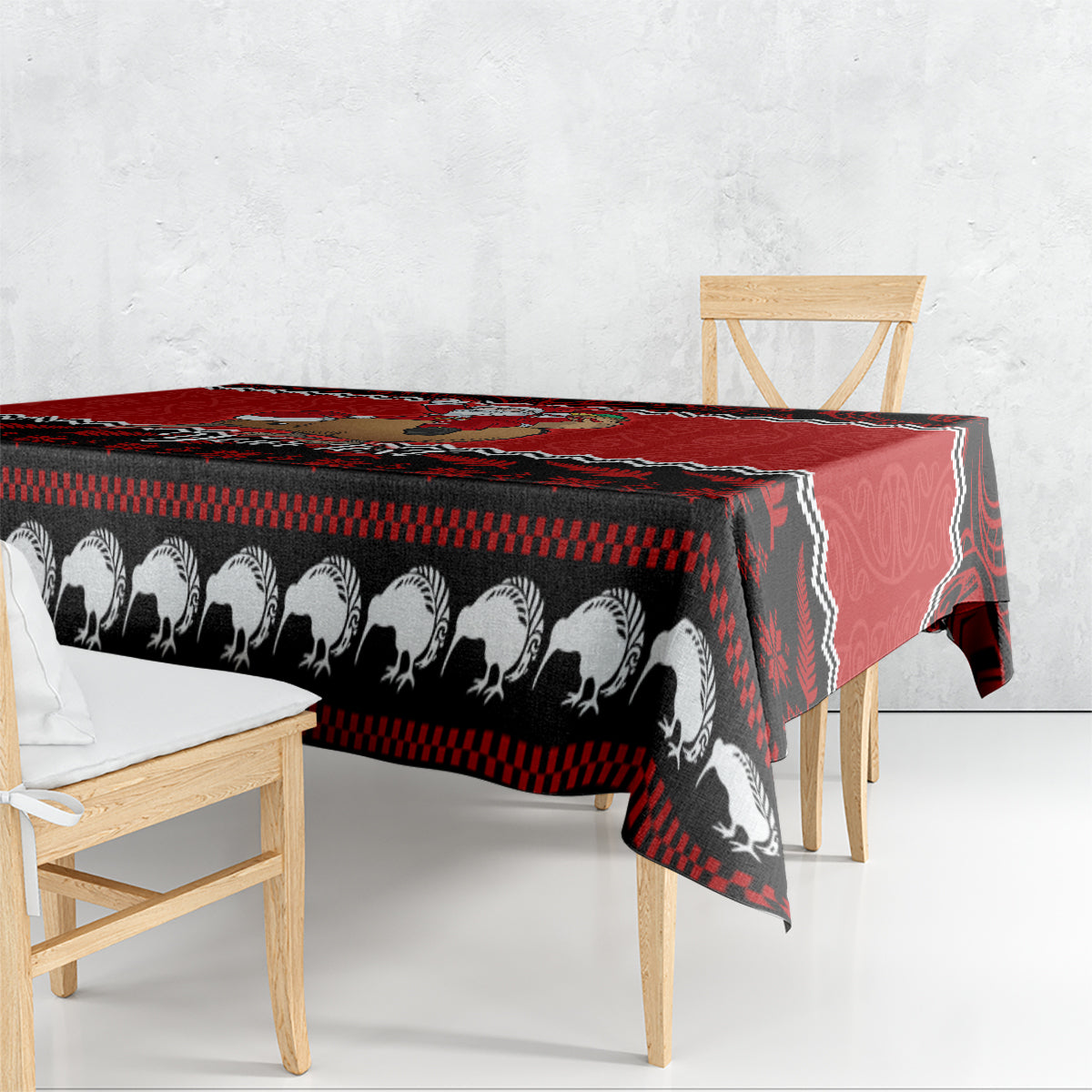 personalised-new-zealand-christmas-tablecloth-kiwi-santa-claus-maori-meri-kirihimete
