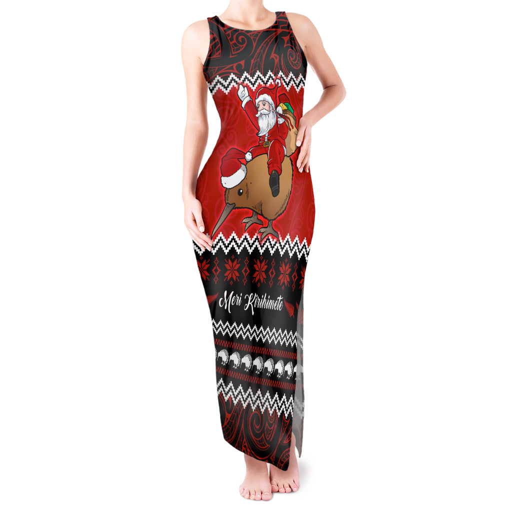 personalised-new-zealand-christmas-tank-maxi-dress-kiwi-santa-claus-maori-meri-kirihimete