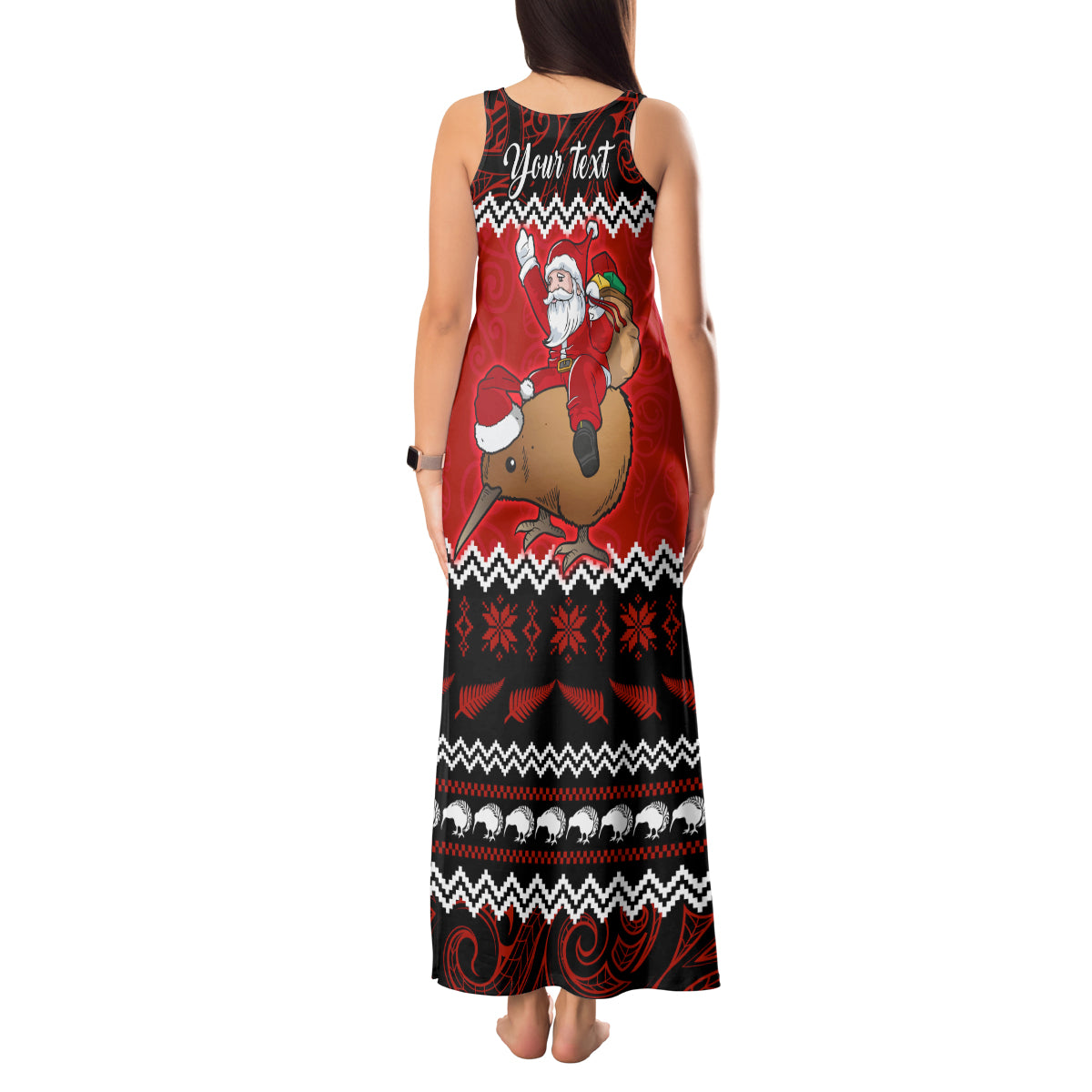 personalised-new-zealand-christmas-tank-maxi-dress-kiwi-santa-claus-maori-meri-kirihimete