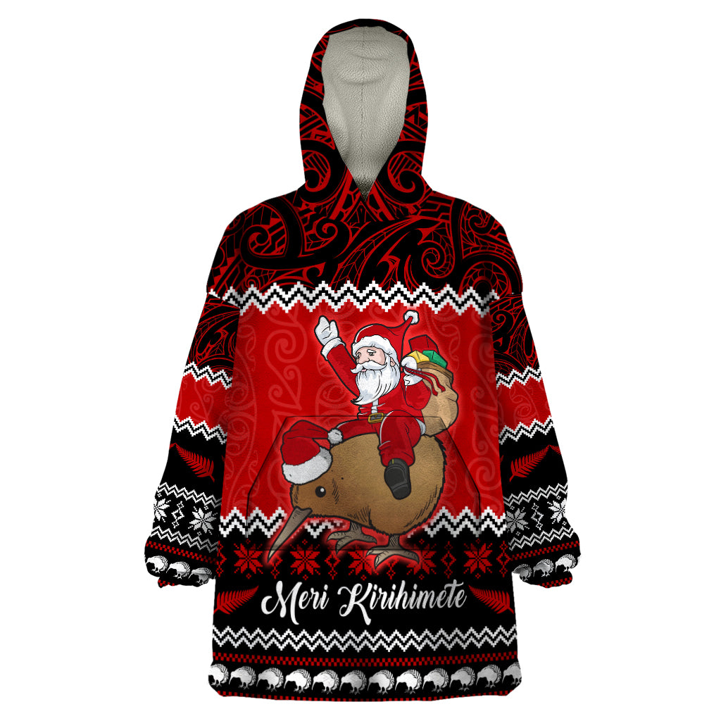 personalised-new-zealand-christmas-wearable-blanket-hoodie-kiwi-santa-claus-maori-meri-kirihimete