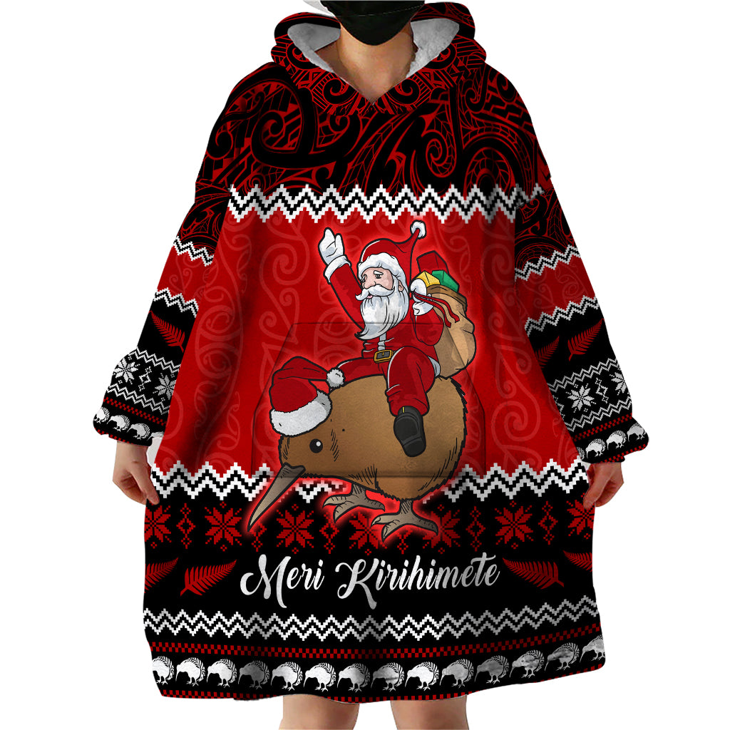 personalised-new-zealand-christmas-wearable-blanket-hoodie-kiwi-santa-claus-maori-meri-kirihimete