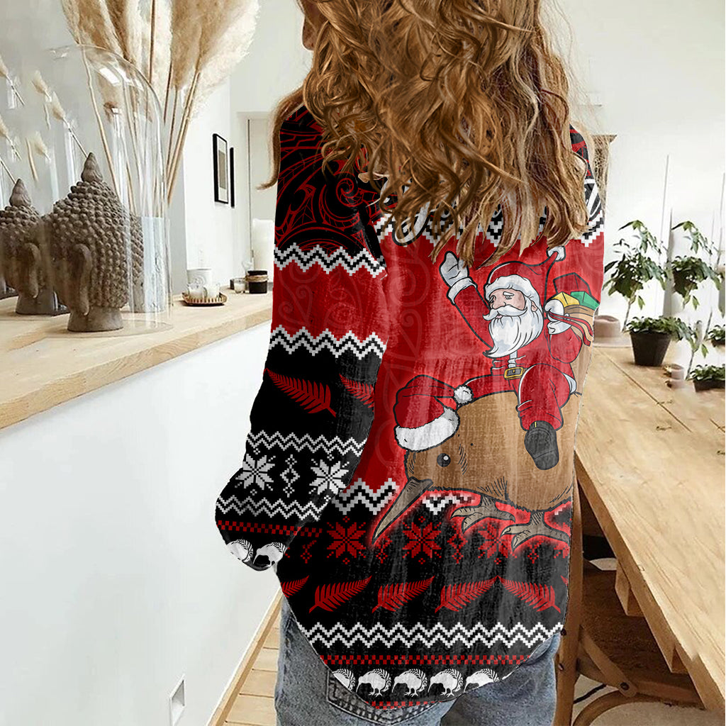 personalised-new-zealand-christmas-women-casual-shirt-kiwi-santa-claus-maori-meri-kirihimete