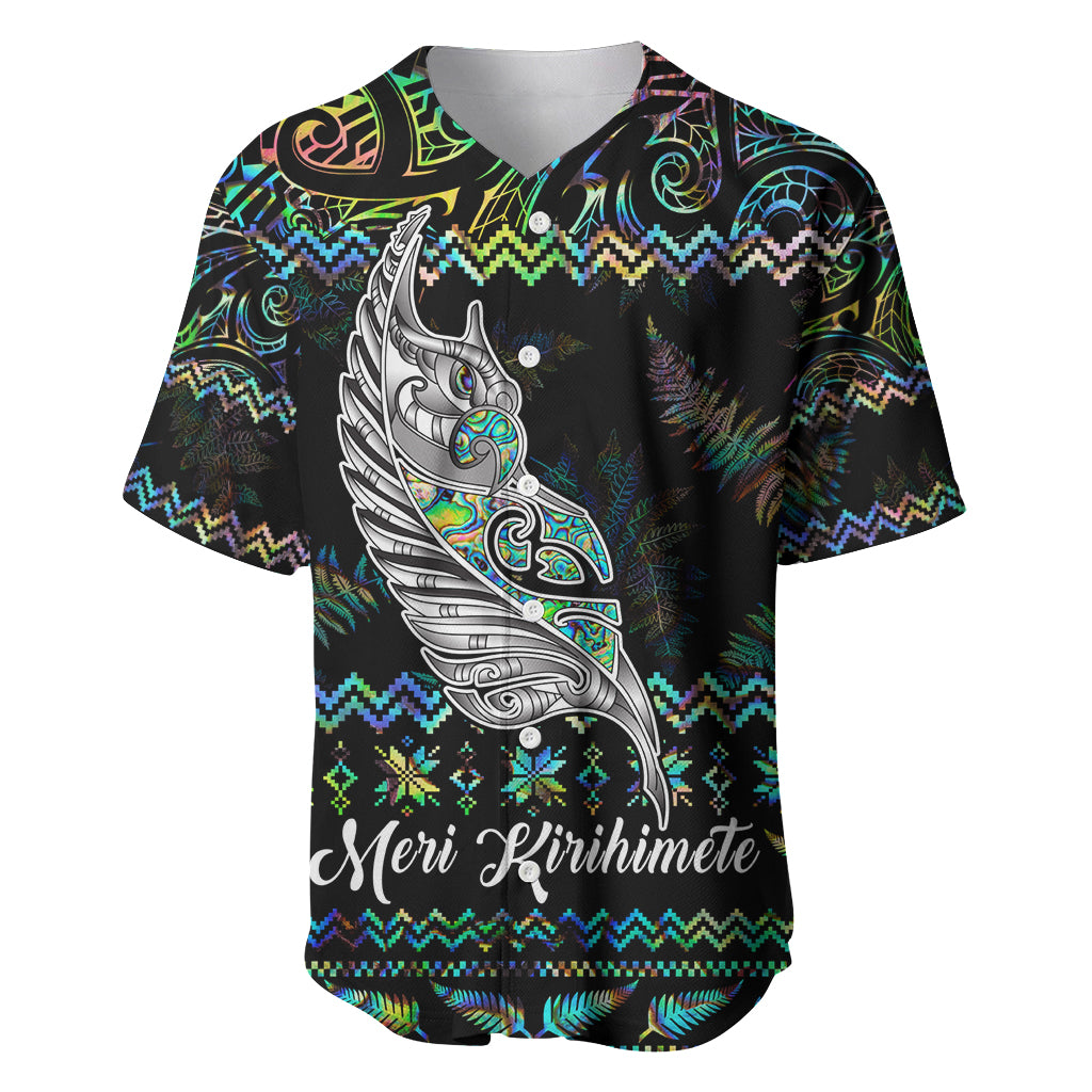 personalised-new-zealand-christmas-baseball-jersey-maori-fern-manaia-meri-kirihimete-with-papaua-shell