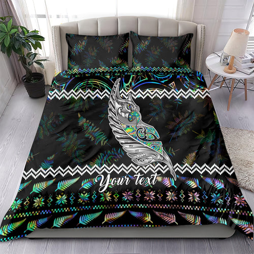 personalised-new-zealand-christmas-bedding-set-maori-fern-manaia-meri-kirihimete-with-papaua-shell