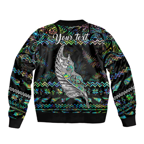 personalised-new-zealand-christmas-bomber-jacket-maori-fern-manaia-meri-kirihimete-with-papaua-shell