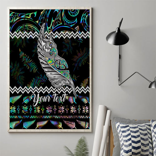 personalised-new-zealand-christmas-canvas-wall-art-maori-fern-manaia-meri-kirihimete-with-papaua-shell