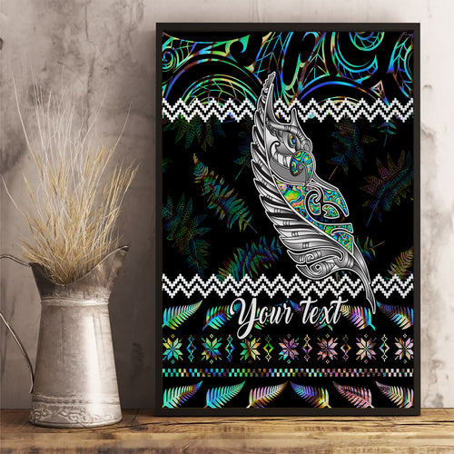 personalised-new-zealand-christmas-canvas-wall-art-maori-fern-manaia-meri-kirihimete-with-papaua-shell